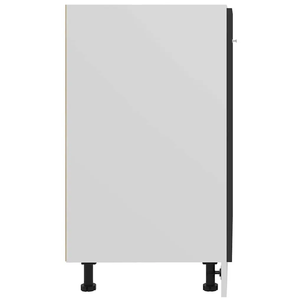 Bottom Cabinet Kitchen Storage Cupboard Black 60x46x81.5 cm 2 Doors 2 Shelves
