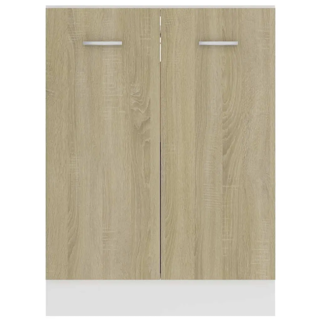 Sonoma Oak Bottom Kitchen Cabinet with 2 Doors and 2 Shelves 60x46x81.5 cm Storage Unit