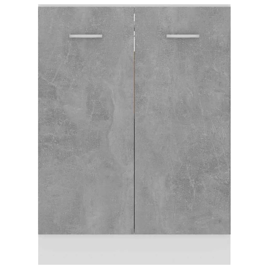 Bottom Kitchen Cabinet Grey Storage Cupboard Engineered Wood Two Doors Shelves 60W x 46D x 81.5H cm