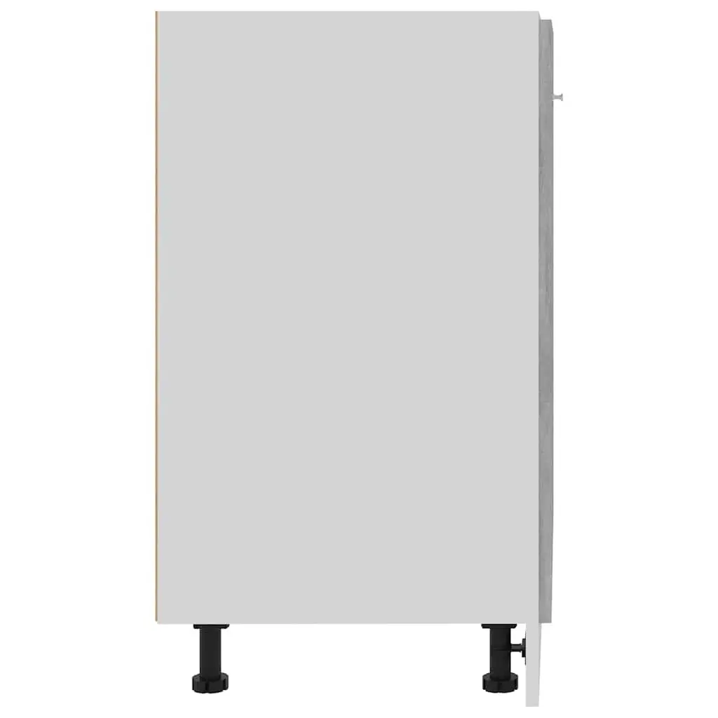 Bottom Kitchen Cabinet Grey Storage Cupboard Engineered Wood Two Doors Shelves 60W x 46D x 81.5H cm