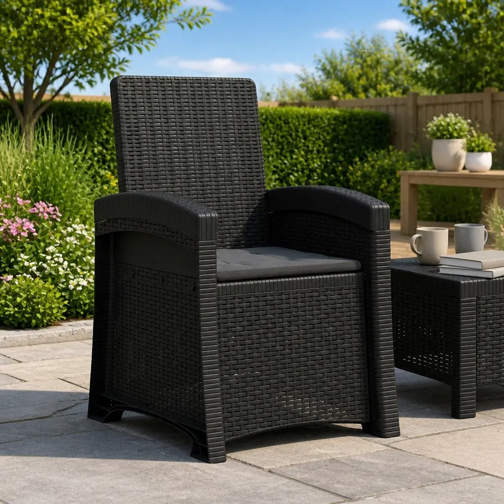 Reclining Garden Chair Adjustable Backrest Anthracite