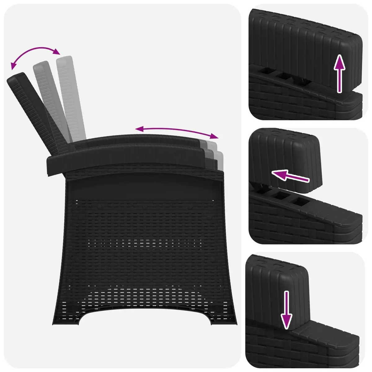 Reclining Garden Chair Adjustable Backrest Anthracite
