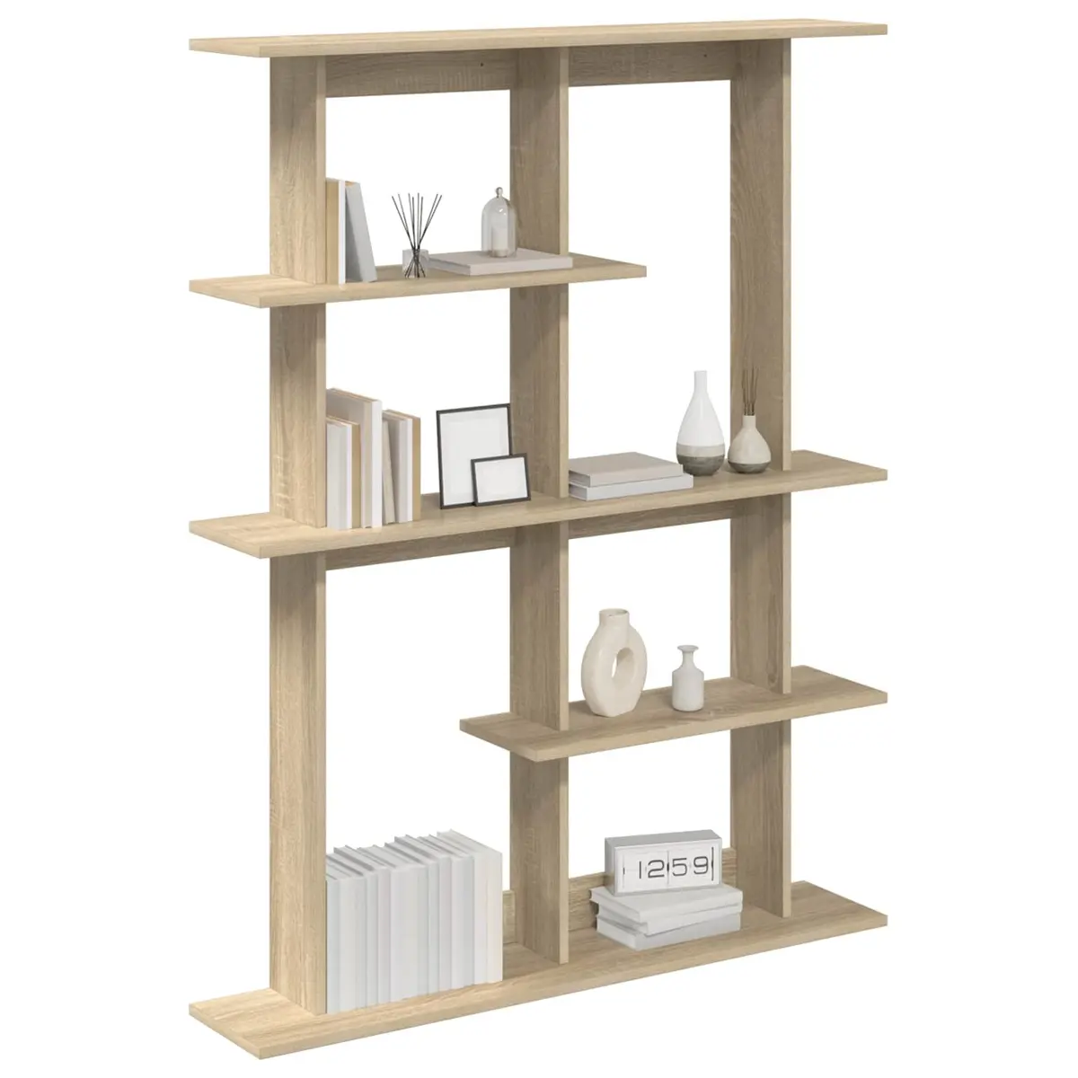 Wall Shelf Unit Brown Engineered Wood Vertical Storage Organizer 102 x 20 x 130 cm