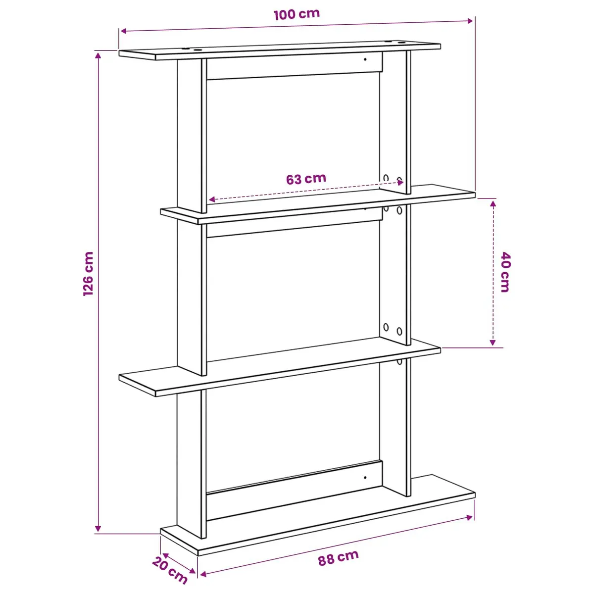 Engineered Wood Wall Shelf Organizer Brown 100x20x126cm
