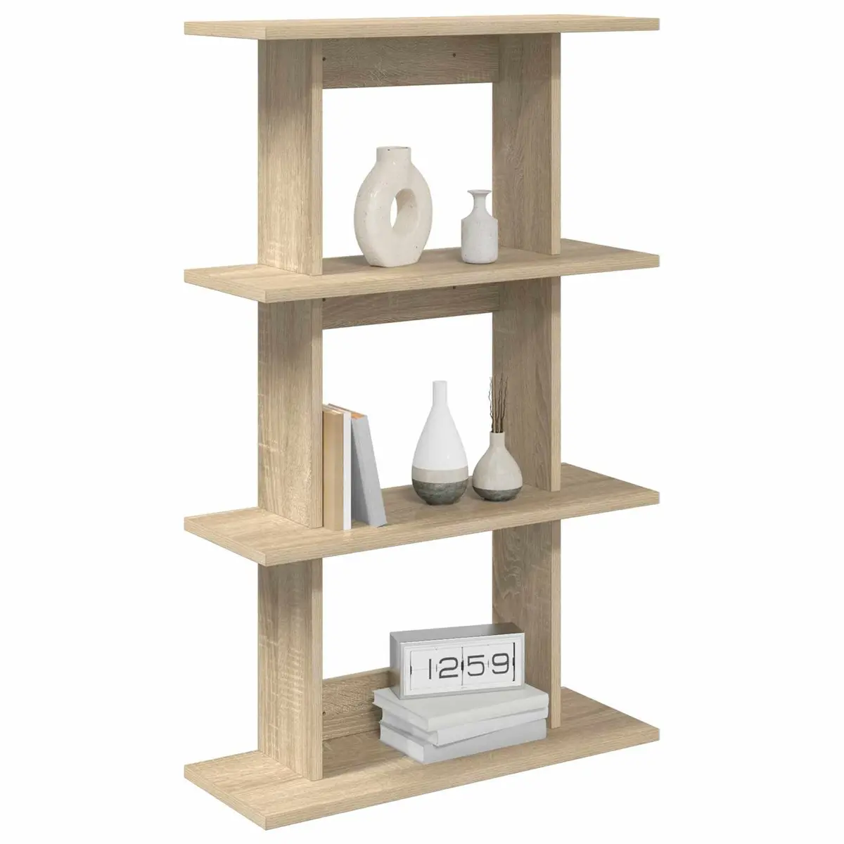 Wall Shelf Wall-Mounted Brown Sonoma Oak Storage Shelving Display Unit 56 x 20 x 90 cm
