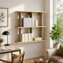Wall Shelf Wall-Mounted Brown Sonoma Oak Storage Shelving Living Room Decor 80cm