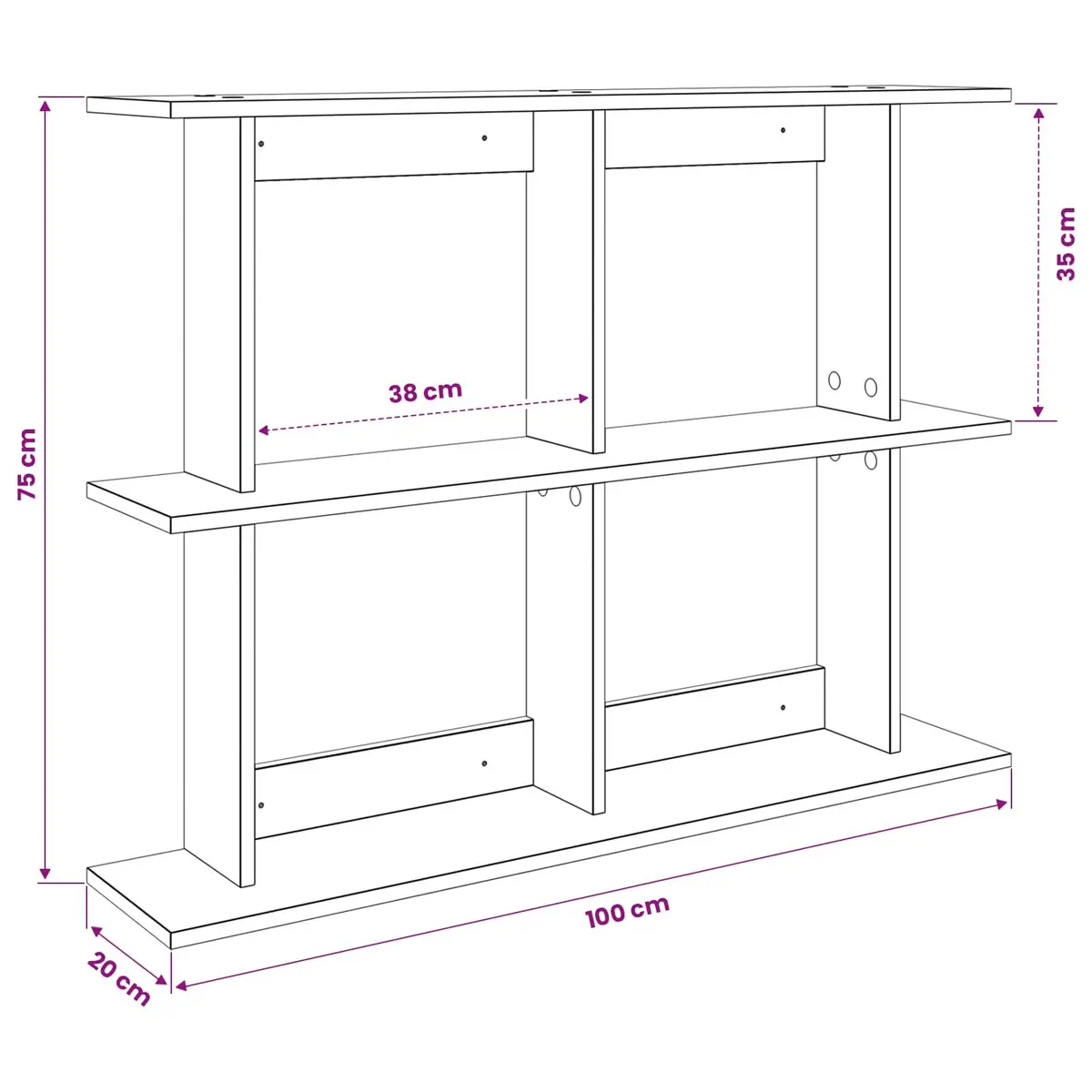 Wall Shelf Wall-Mounted Brown Modern Shelving Unit 100cm