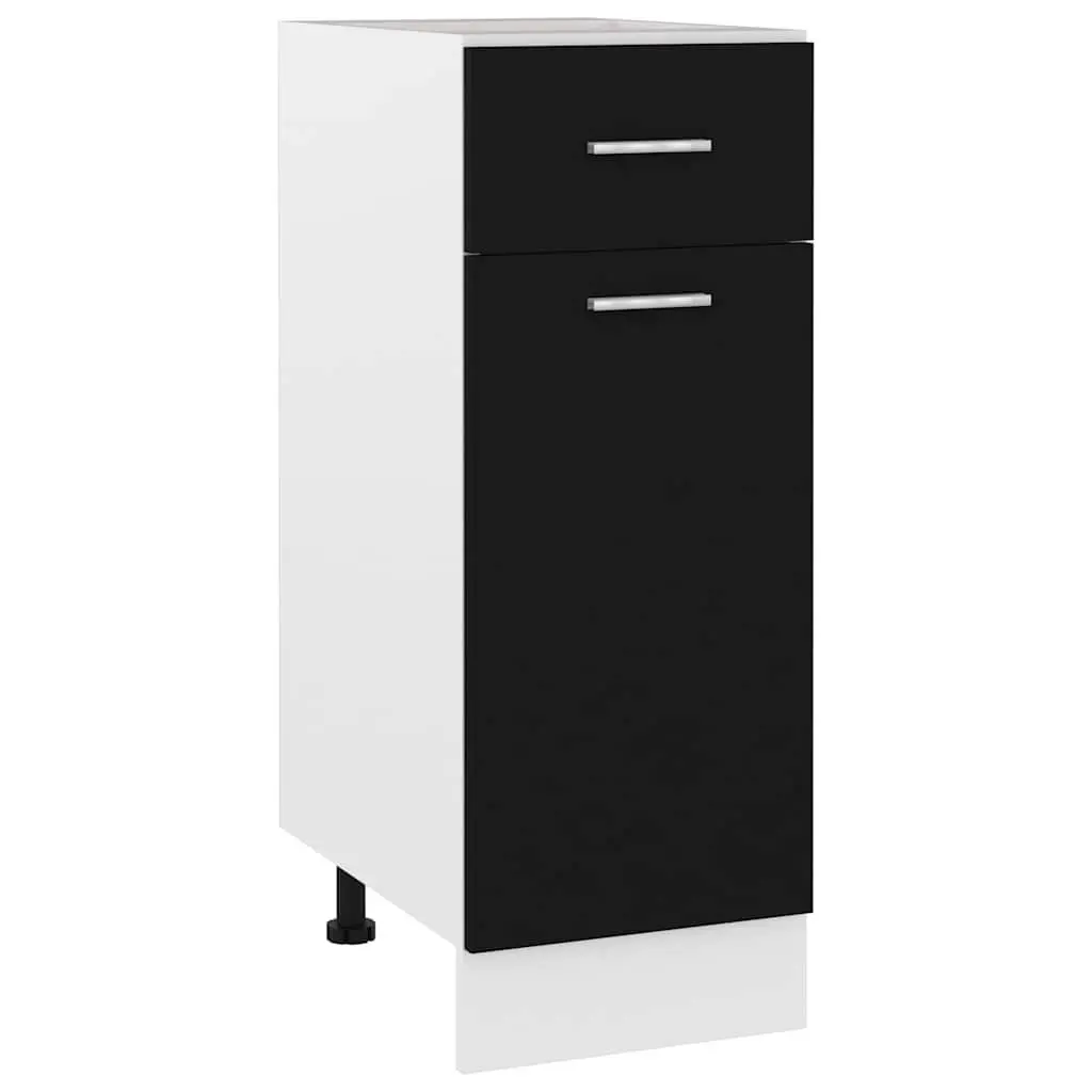 Kitchen Cabinet Drawer Bottom Storage Black 30x46x81.5cm Engineered Wood Shelves