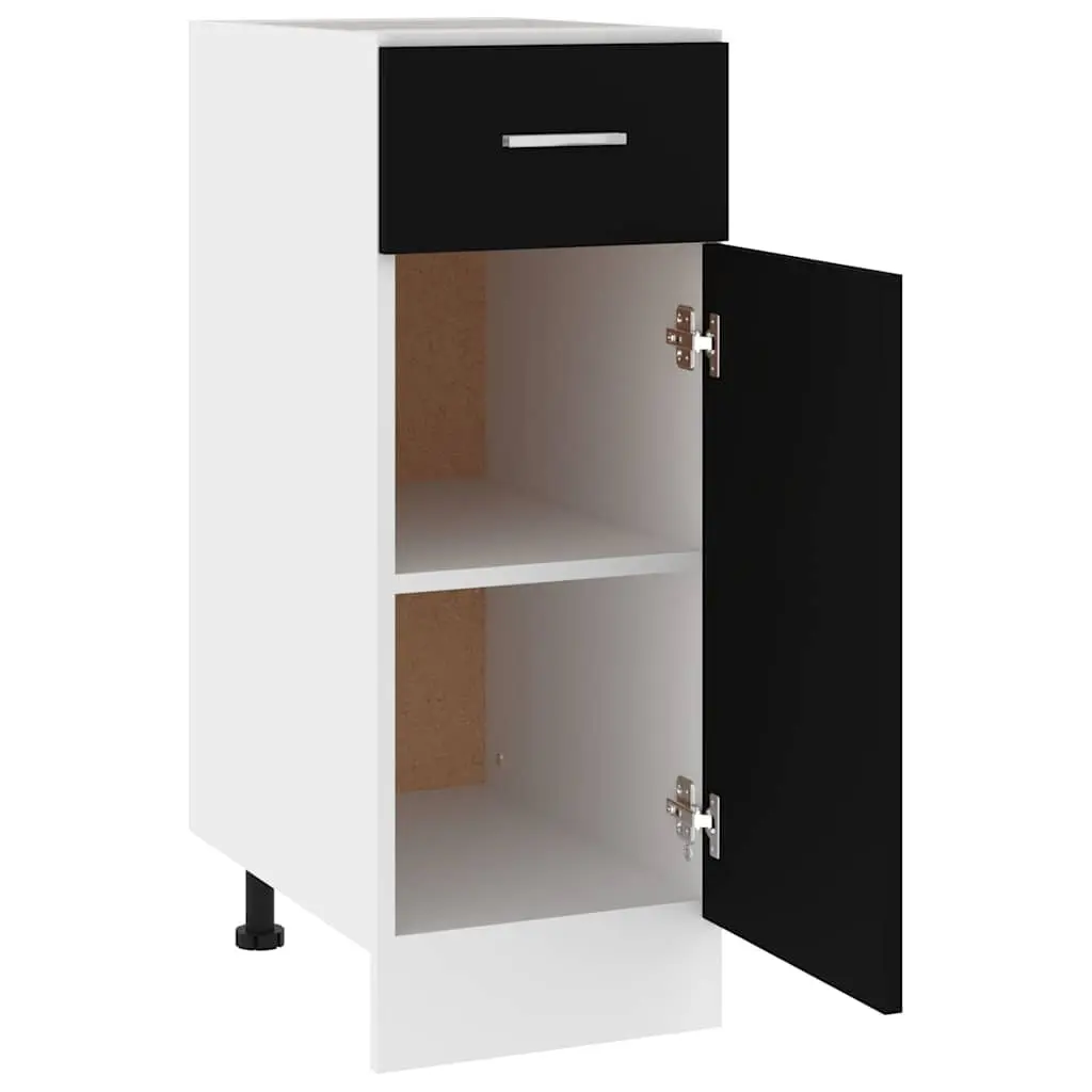 Kitchen Cabinet Drawer Bottom Storage Black 30x46x81.5cm Engineered Wood Shelves