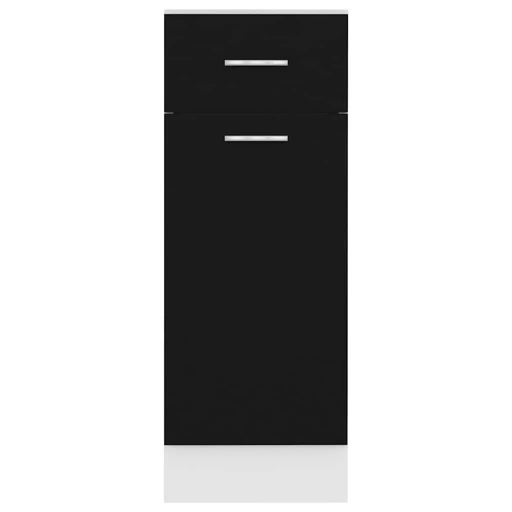 Kitchen Cabinet Drawer Bottom Storage Black 30x46x81.5cm Engineered Wood Shelves