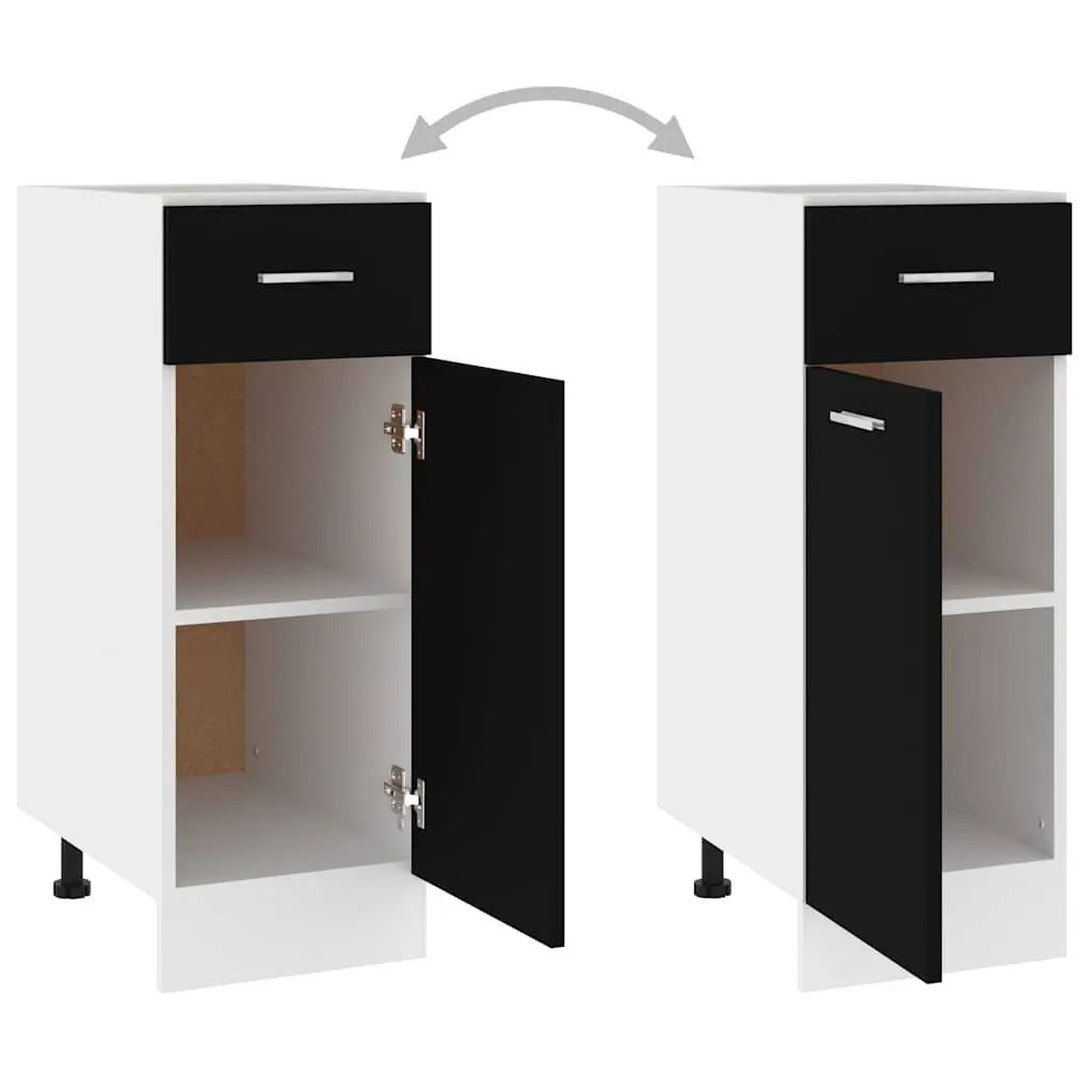 Kitchen Cabinet Drawer Bottom Storage Black 30x46x81.5cm Engineered Wood Shelves