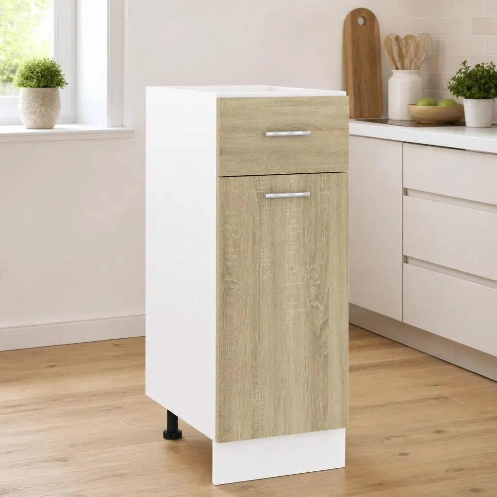 Cabinet Kitchen Storage Drawer Bottom Brown Engineered Wood 30W x 46D x 81.5H cm