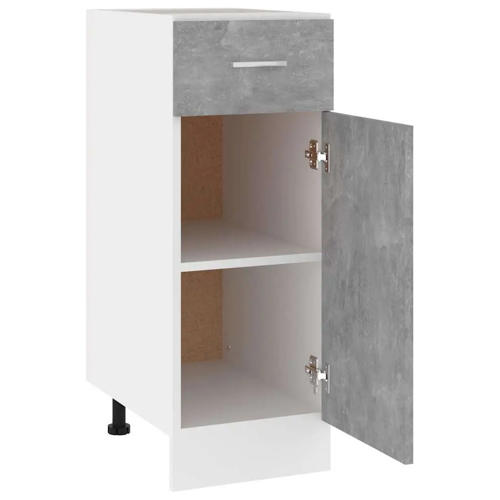 Drawer Bottom Cabinet Grey Kitchen Storage Cupboard with Two Shelves and One Drawer 30W x 46D x 81.5H cm