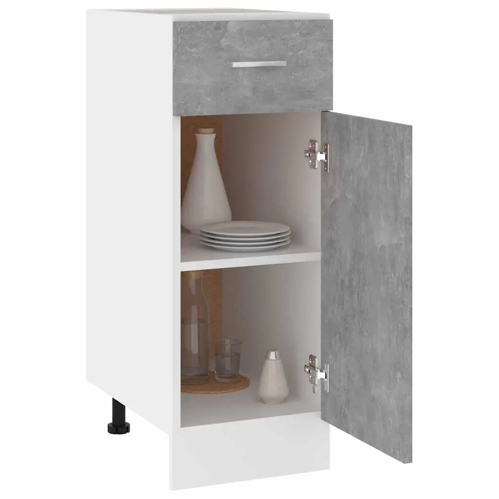 Drawer Bottom Cabinet Grey Kitchen Storage Cupboard with Two Shelves and One Drawer 30W x 46D x 81.5H cm