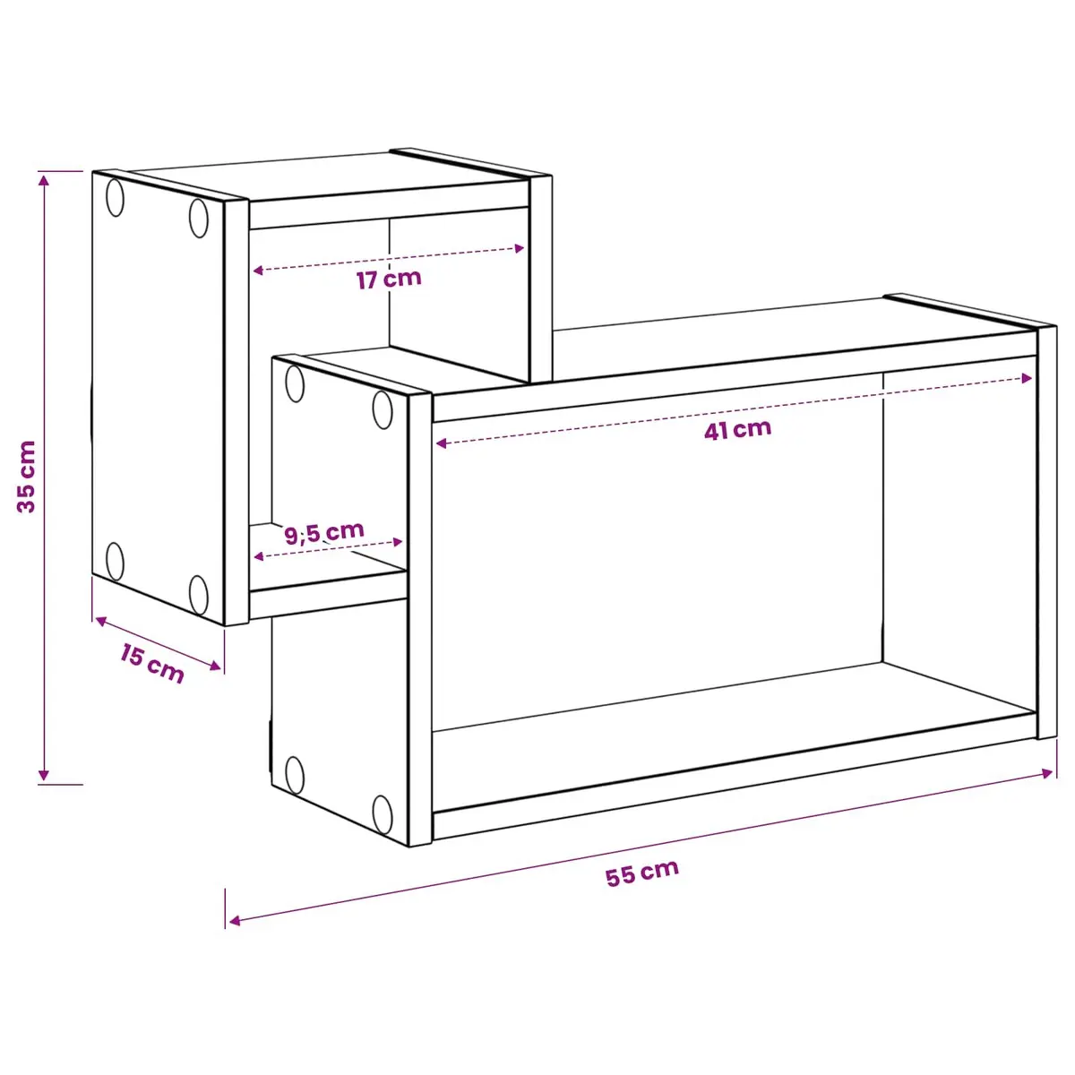 Wall Shelf Wall-Mounted Storage Brown Modern Living Room Bedroom Décor