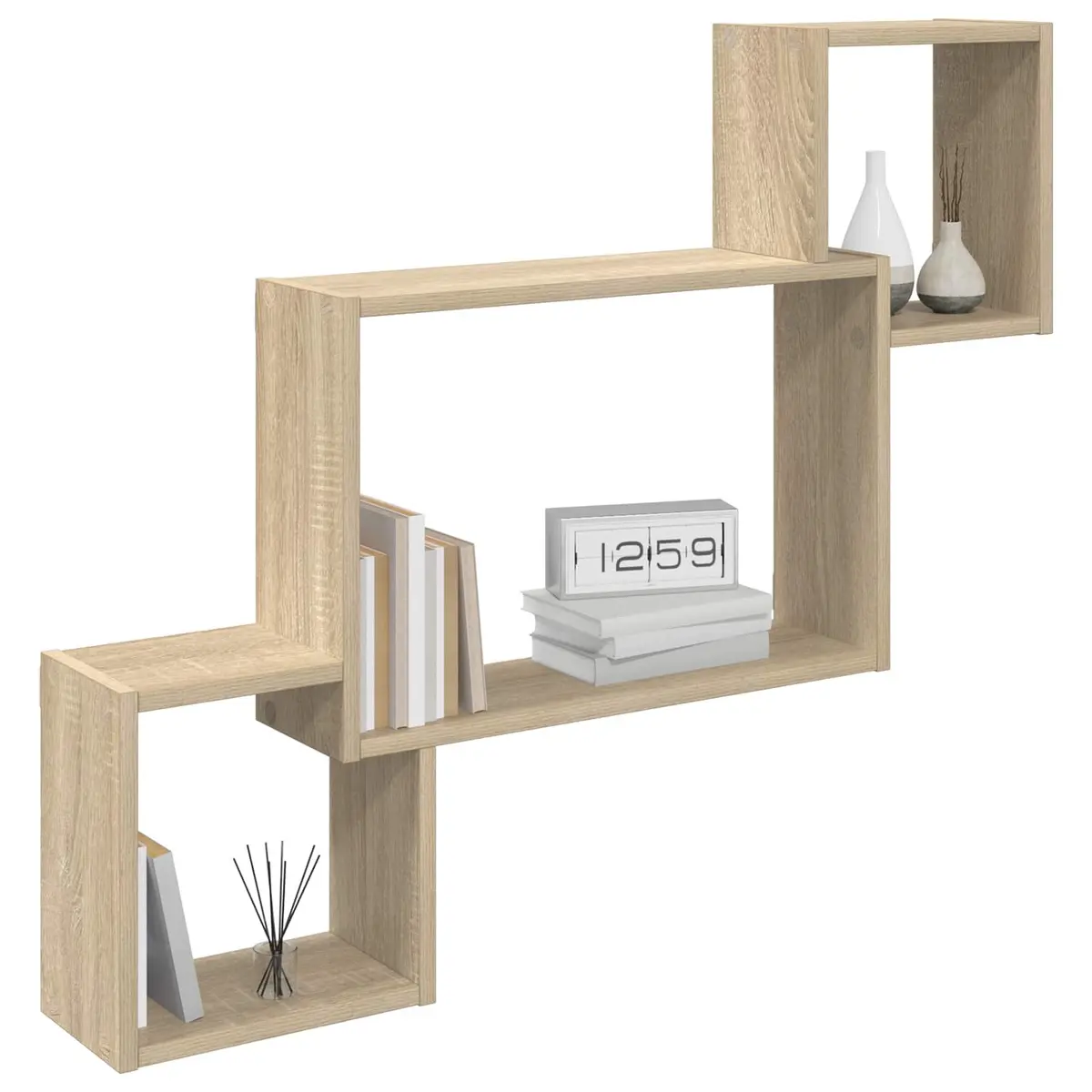 Wall Shelf Wall-Mounted Storage Sonoma Oak Brown 91.5 x 15 x 76 cm