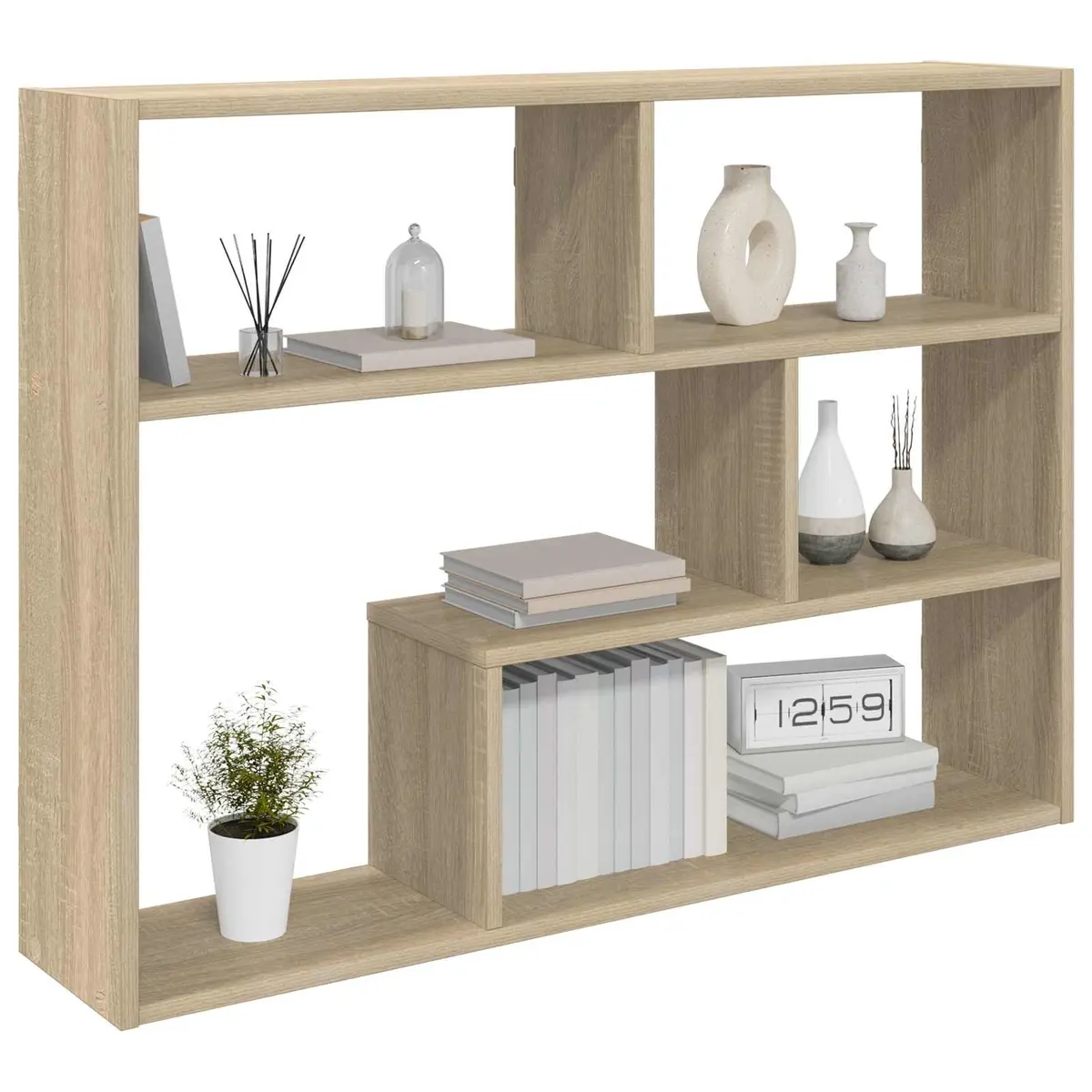 Wall Shelf Wall-Mounted Sonoma Oak Brown Modern Storage Floating Display Ledge 95 x 20 x 69.5 cm