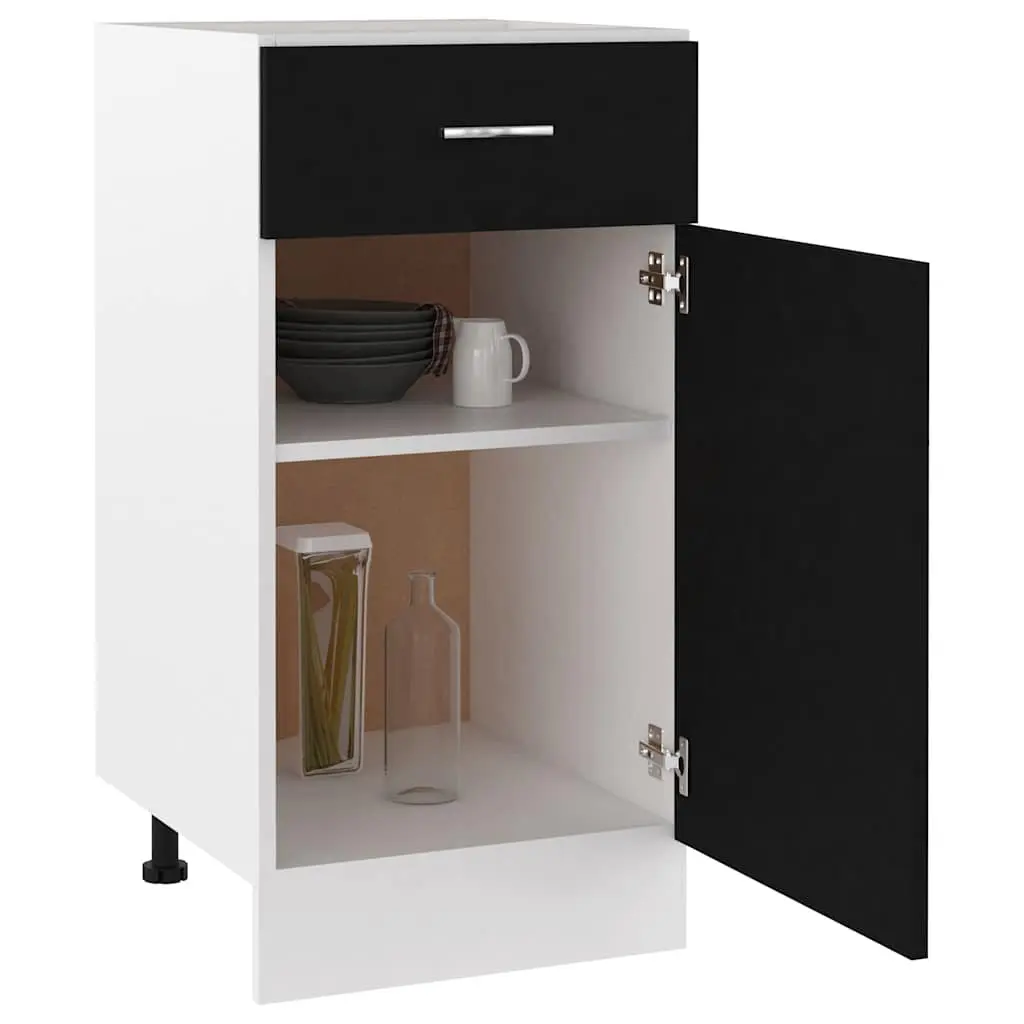 Kitchen Drawer Bottom Cabinet Black Storage Cupboard Shelves Door Organiser