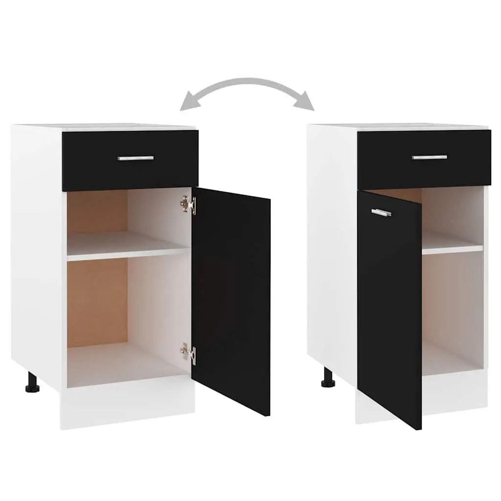 Kitchen Drawer Bottom Cabinet Black Storage Cupboard Shelves Door Organiser