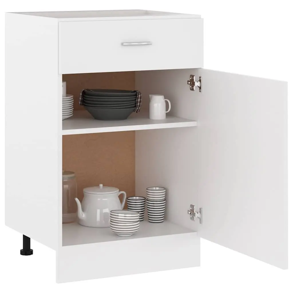 Kitchen Cabinet White Engineered Wood Drawer Shelves 50x46x81.5cm