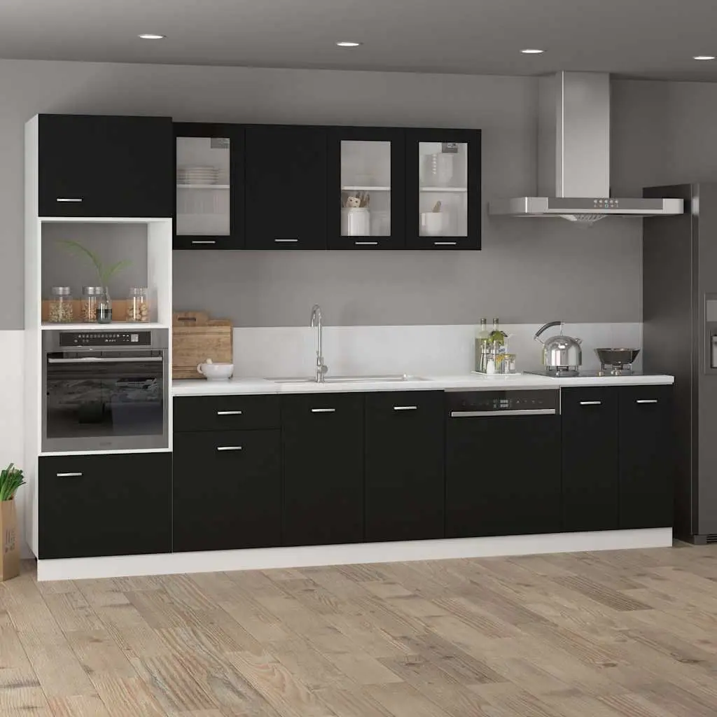 Kitchen Cabinet Black Engineered Wood Drawer Bottom Storage Cupboard 50 x 46 x 81.5 cm