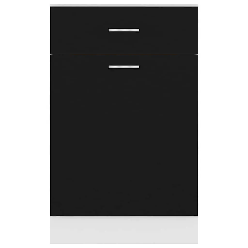 Kitchen Cabinet Black Engineered Wood Drawer Bottom Storage Cupboard 50 x 46 x 81.5 cm