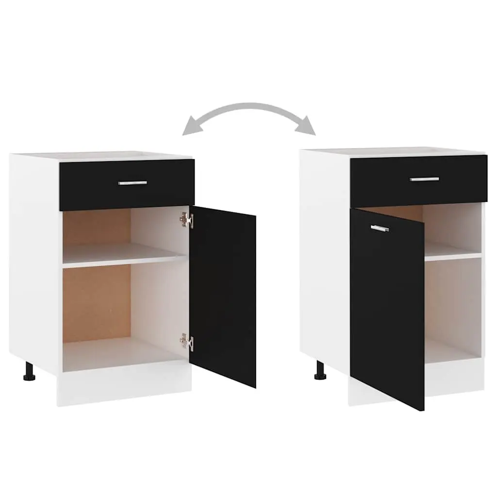 Kitchen Cabinet Black Engineered Wood Drawer Bottom Storage Cupboard 50 x 46 x 81.5 cm