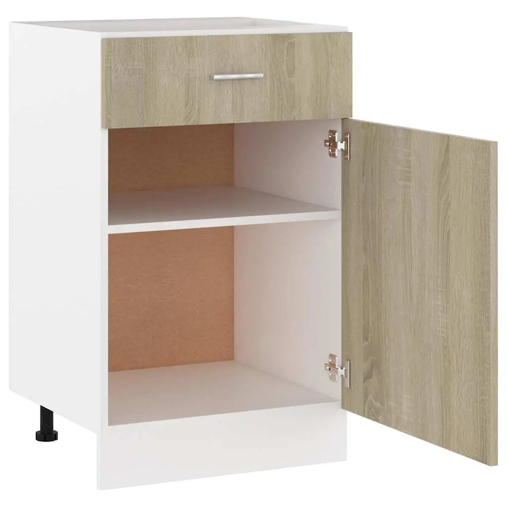 Kitchen Drawer Bottom Cabinet Storage Brown Cupboard Shelves Engineered Wood