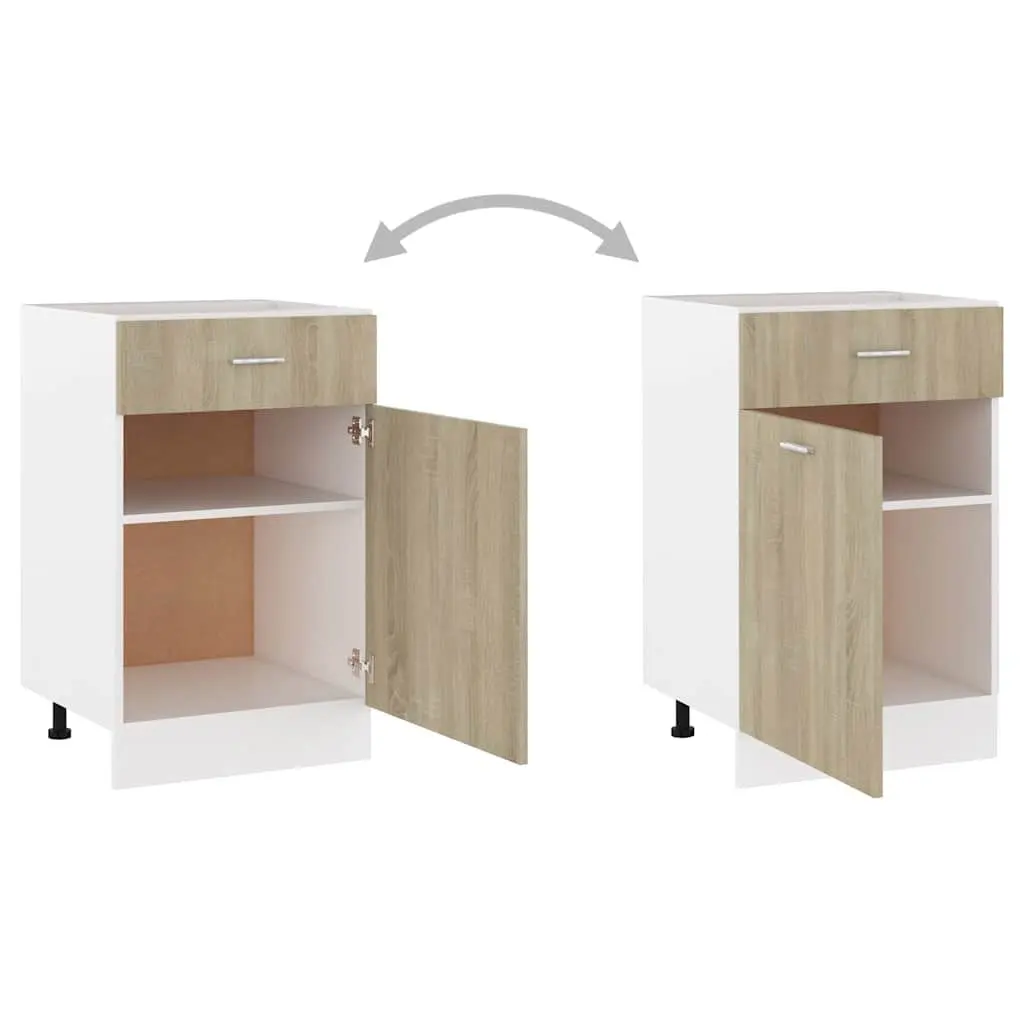 Kitchen Drawer Bottom Cabinet Storage Brown Cupboard Shelves Engineered Wood