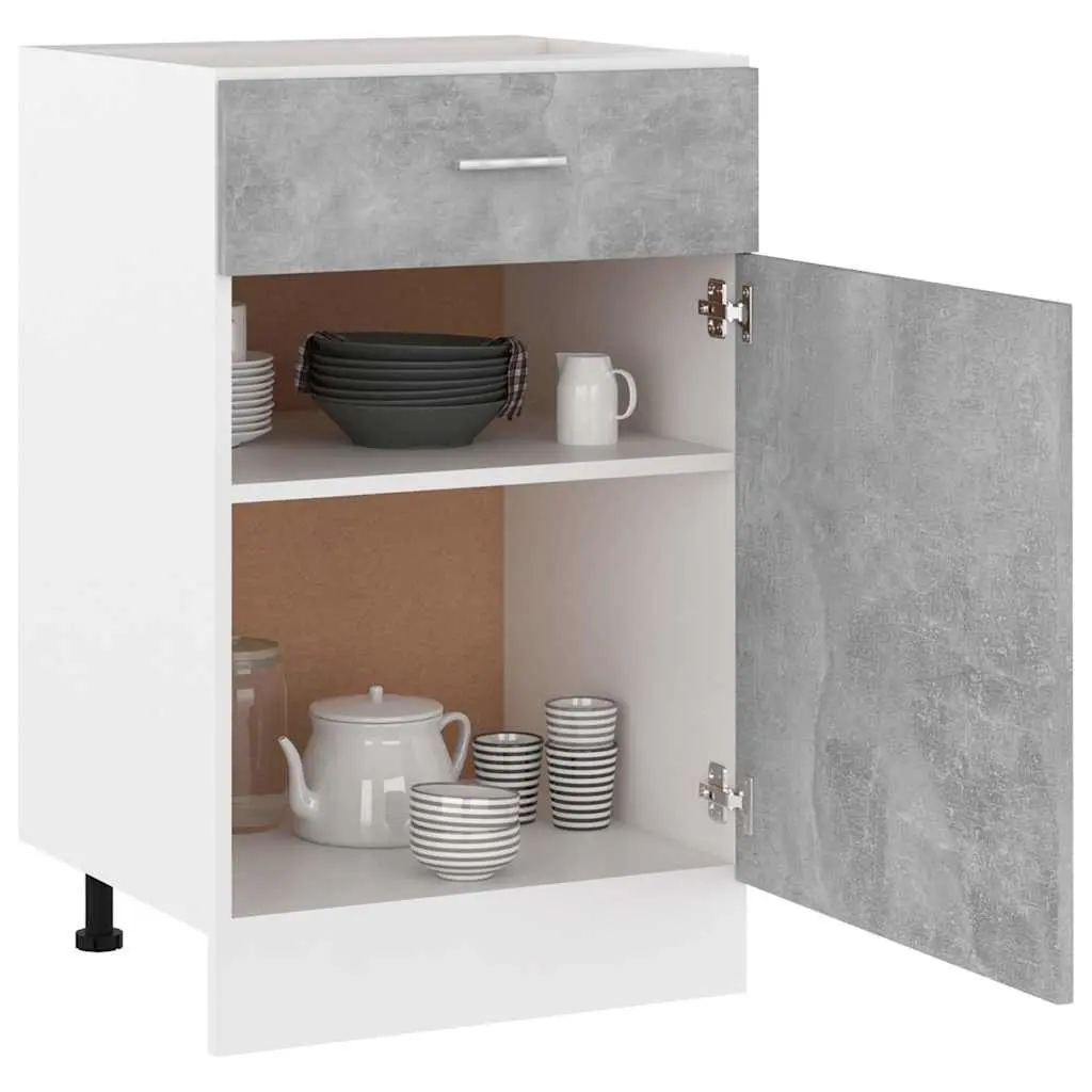 Kitchen Drawer Bottom Cabinet Grey Storage Cupboard Organiser Shelves Door
