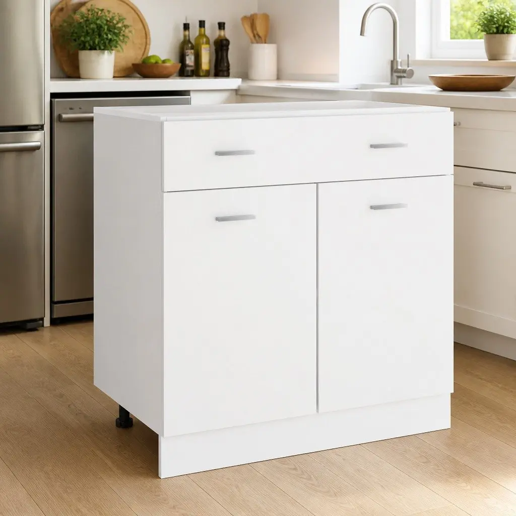 Kitchen Cabinet White Engineered Wood 80x46x81.5cm Modern Storage Unit