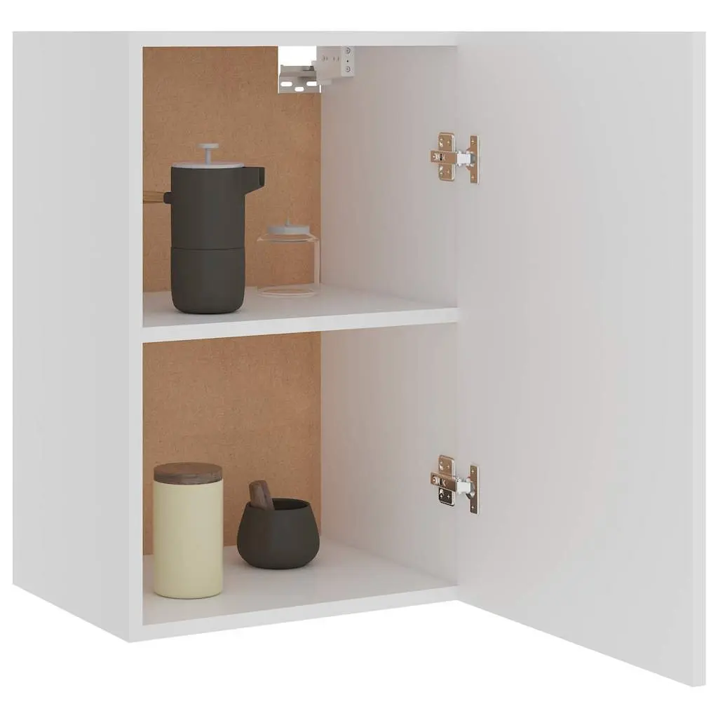 Hanging Kitchen Cabinet White 39.5x31x60cm Wall Mounted Storage Cupboard 2 Shelf