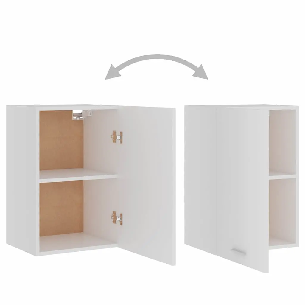 Hanging Kitchen Cabinet White 39.5x31x60cm Wall Mounted Storage Cupboard 2 Shelf