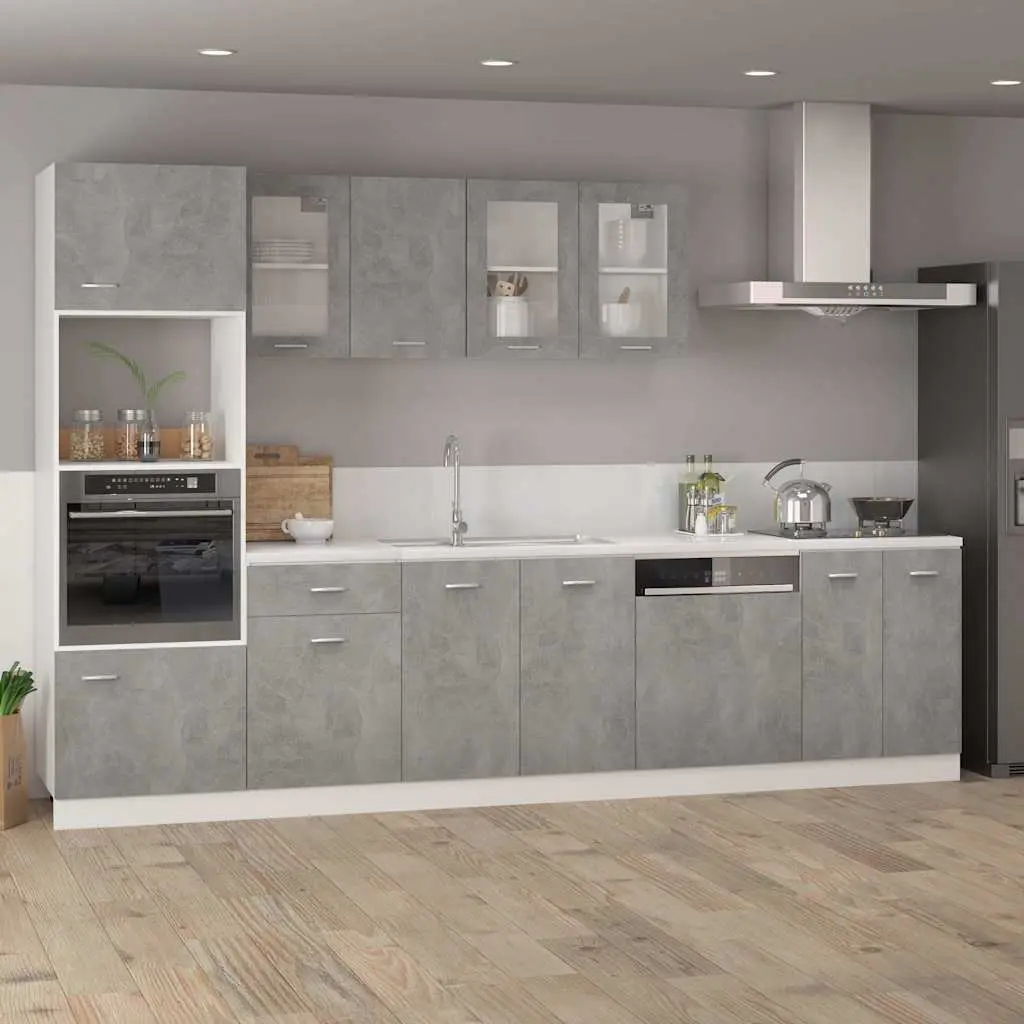 Grey Hanging Kitchen Cabinet with Shelves Door Storage Engineered Wood