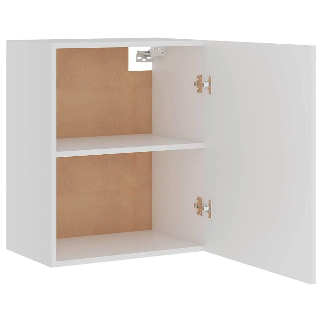Hanging Kitchen Cabinet White Wall-Mounted Storage Engineered Wood Two Shelves 50W x 31D x 60H cm