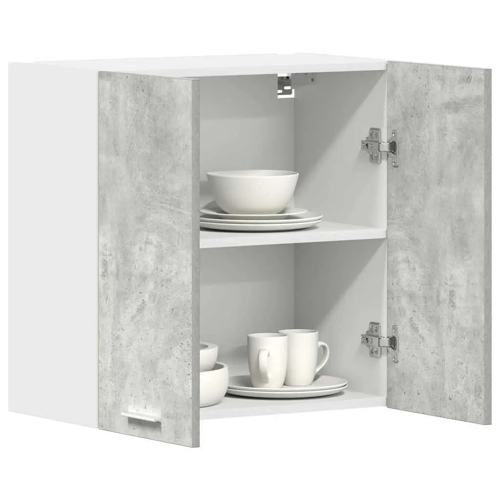 Hanging Kitchen Cabinet Grey Storage Shelves Engineered Wood Organiser Unit 60W x 31D x 60H cm
