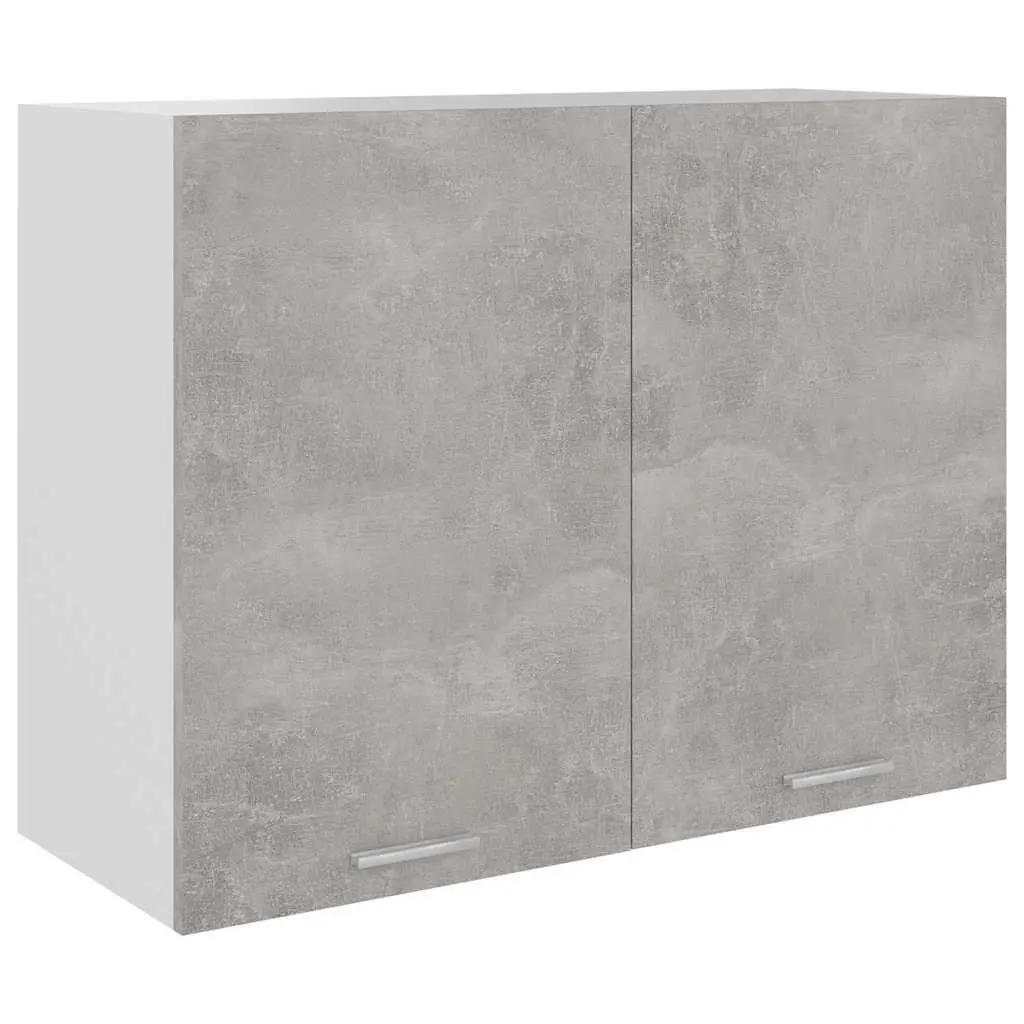 Hanging Kitchen Cabinet Grey Storage Unit Two Doors Shelves Engineered Wood 80W x 31D x 60H cm