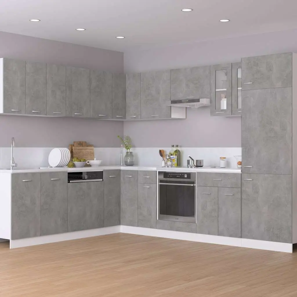 Hanging Kitchen Cabinet Grey Storage Unit Two Doors Shelves Engineered Wood 80W x 31D x 60H cm