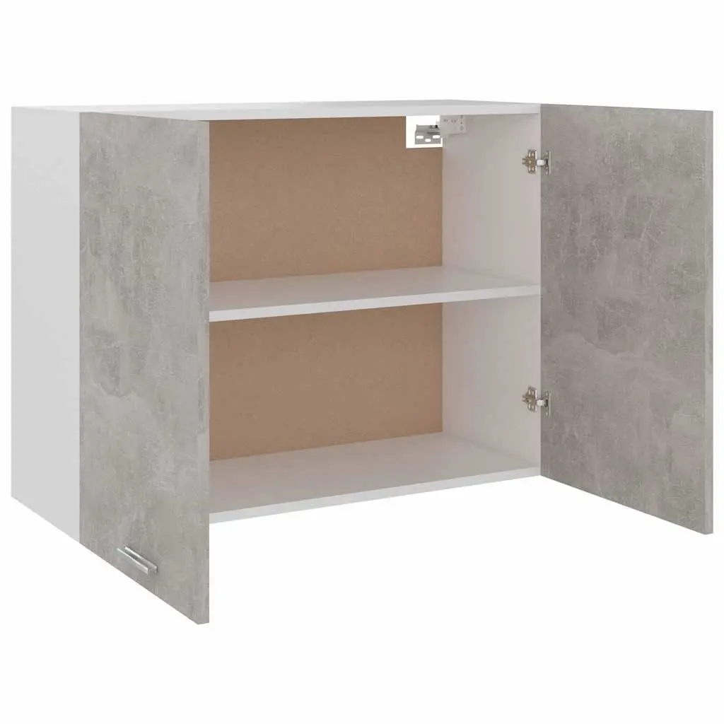 Hanging Kitchen Cabinet Grey Storage Unit Two Doors Shelves Engineered Wood 80W x 31D x 60H cm