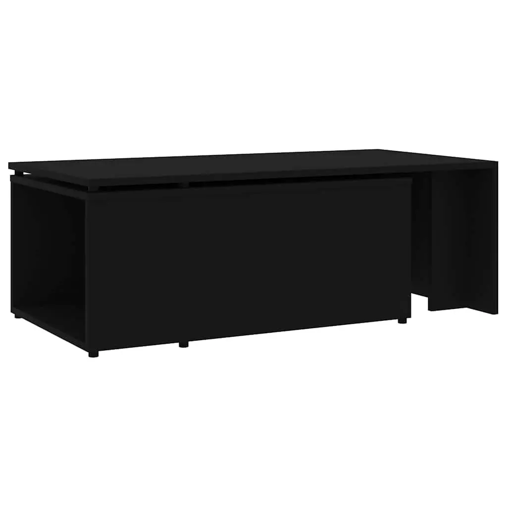 Coffee Table Black Engineered Wood Accent 150W x 50D x 35H cm