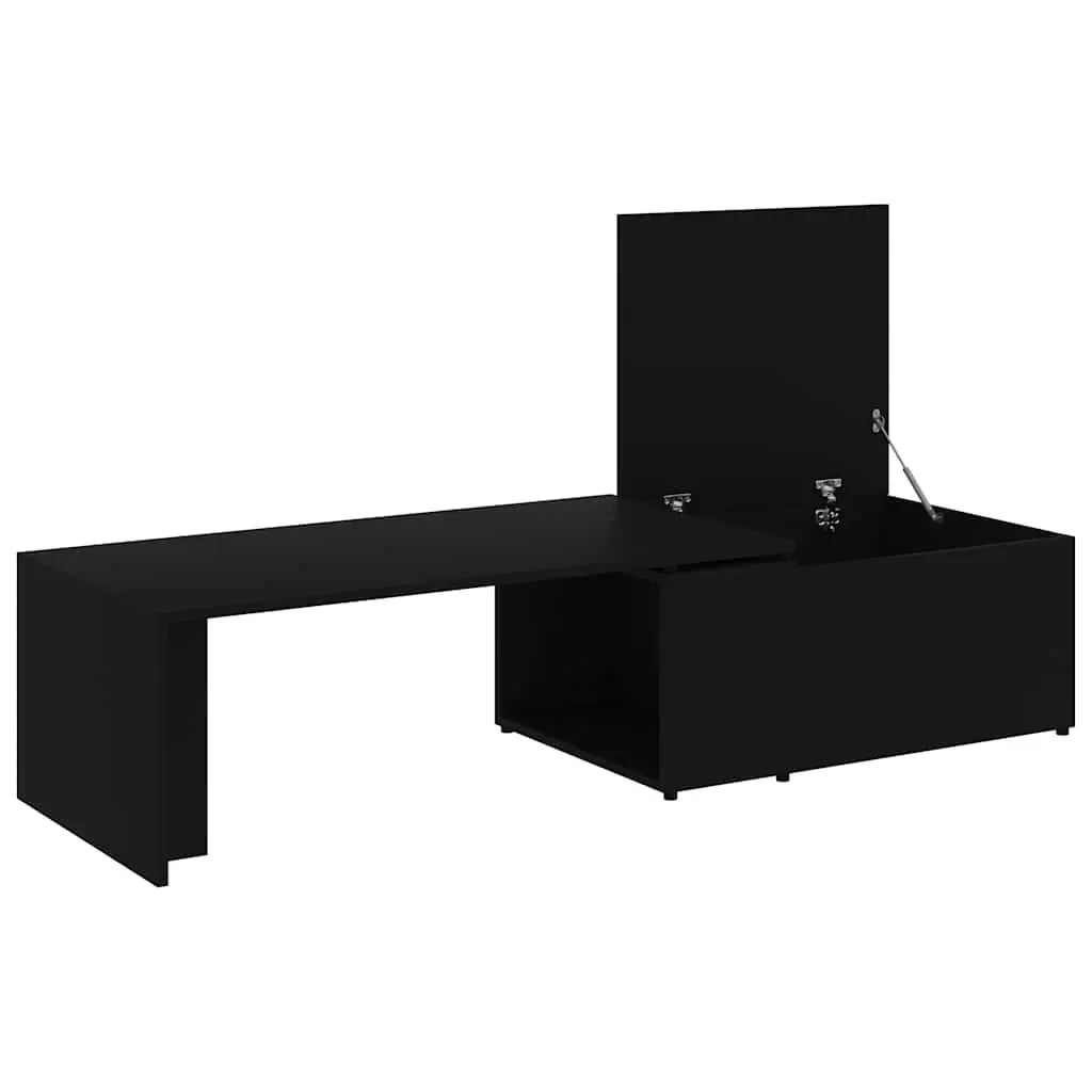 Coffee Table Black Engineered Wood Accent 150W x 50D x 35H cm