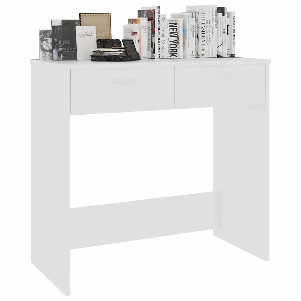 White Engineered Wood Desk 80x40x75 cm Compact Office Study Table with Drawer