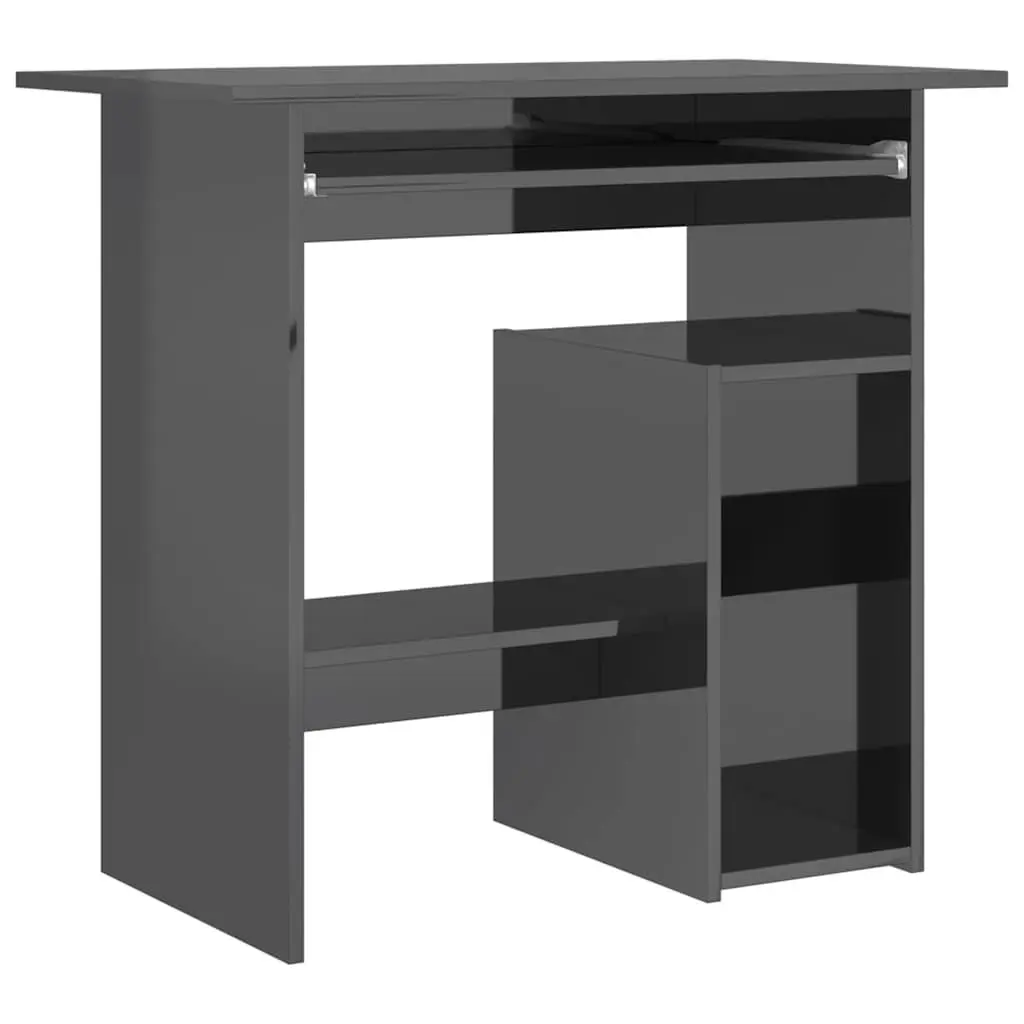 Office Desk High Gloss Grey Computer Workstation Study Table with Keyboard Tray