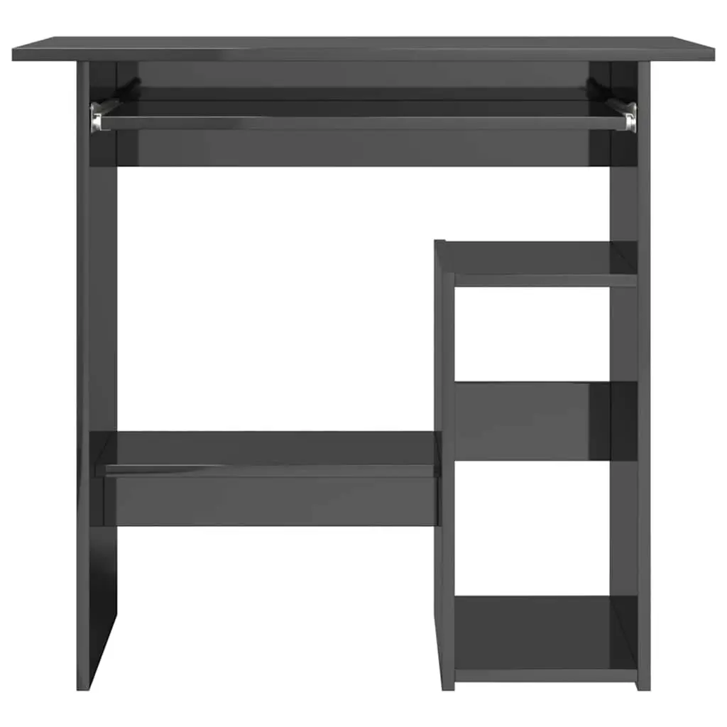 Office Desk High Gloss Grey Computer Workstation Study Table with Keyboard Tray