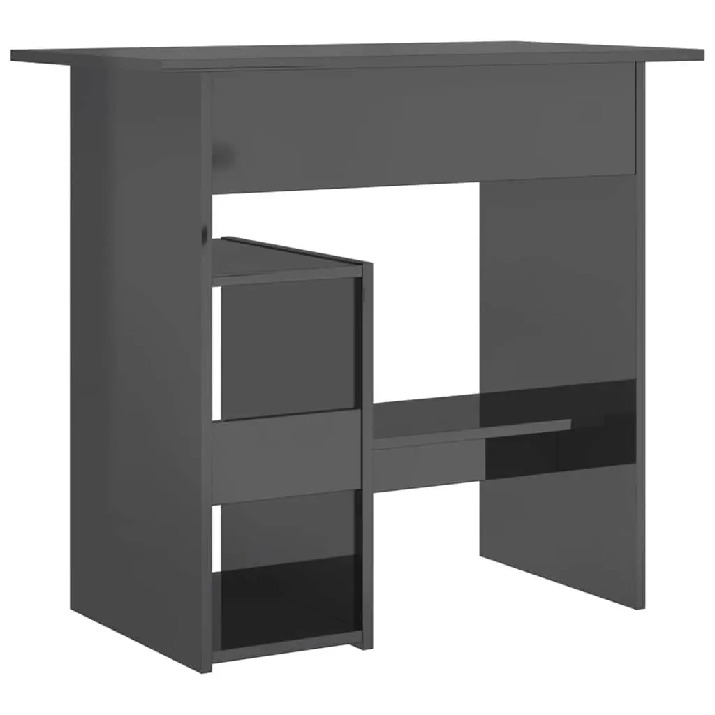 Office Desk High Gloss Grey Computer Workstation Study Table with Keyboard Tray
