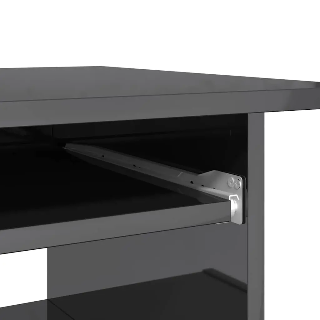 Office Desk High Gloss Grey Computer Workstation Study Table with Keyboard Tray