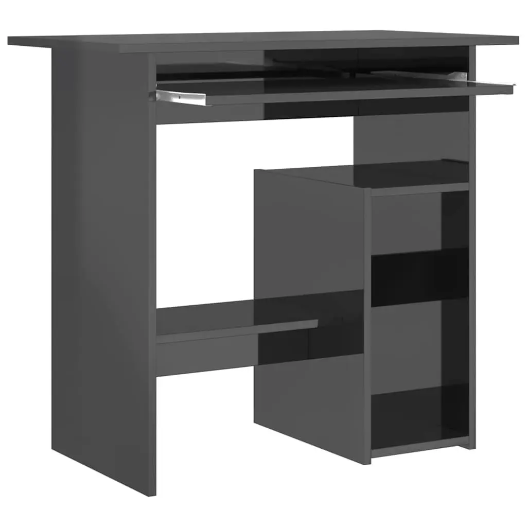 Office Desk High Gloss Grey Computer Workstation Study Table with Keyboard Tray