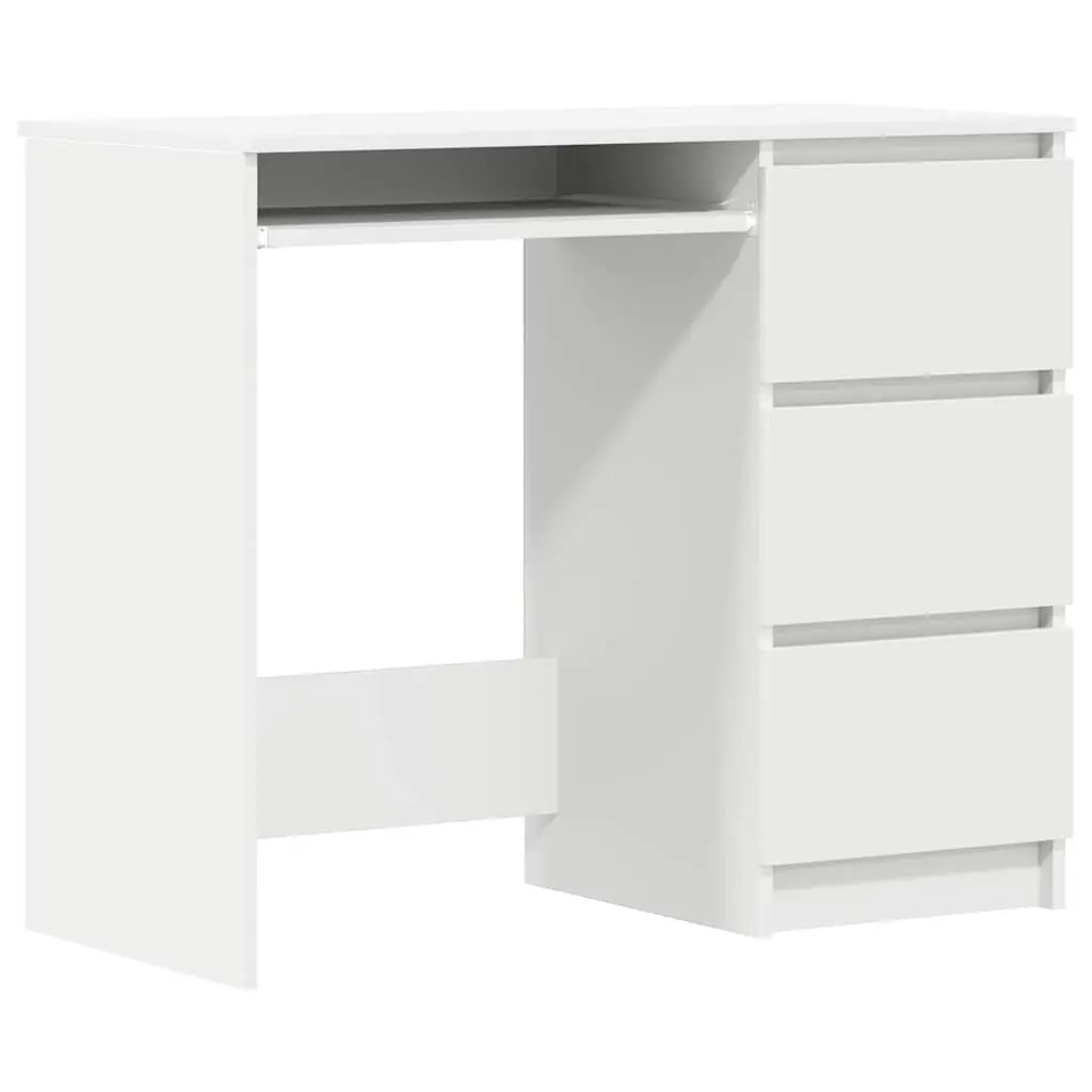 Office Desk White Engineered Wood Compact 90cm