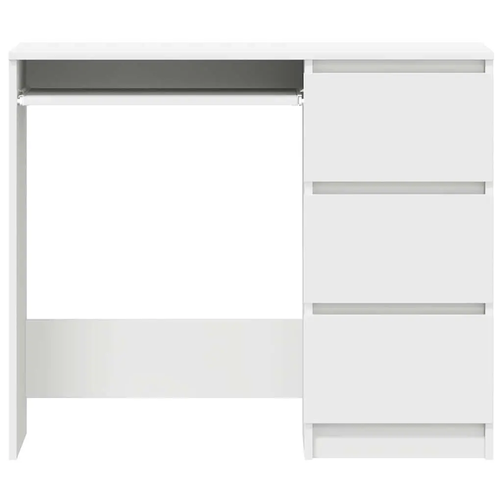 Office Desk White Engineered Wood Compact 90cm