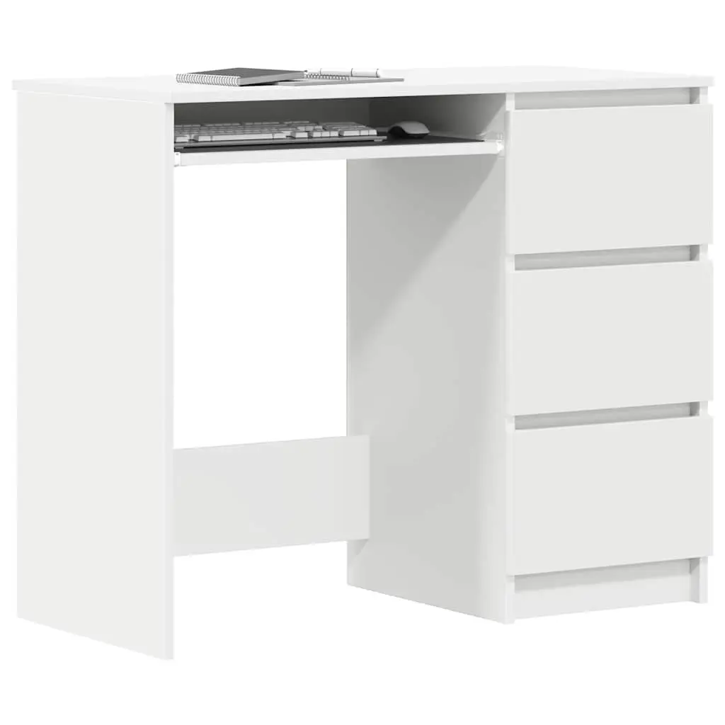 Office Desk White Engineered Wood Compact 90cm